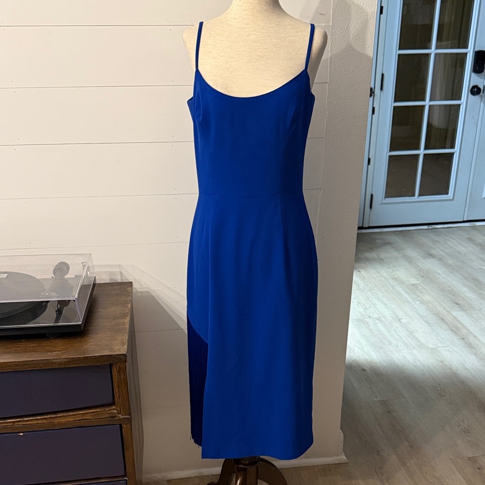 Dress the Population Royal Blue Midi fringe Dress